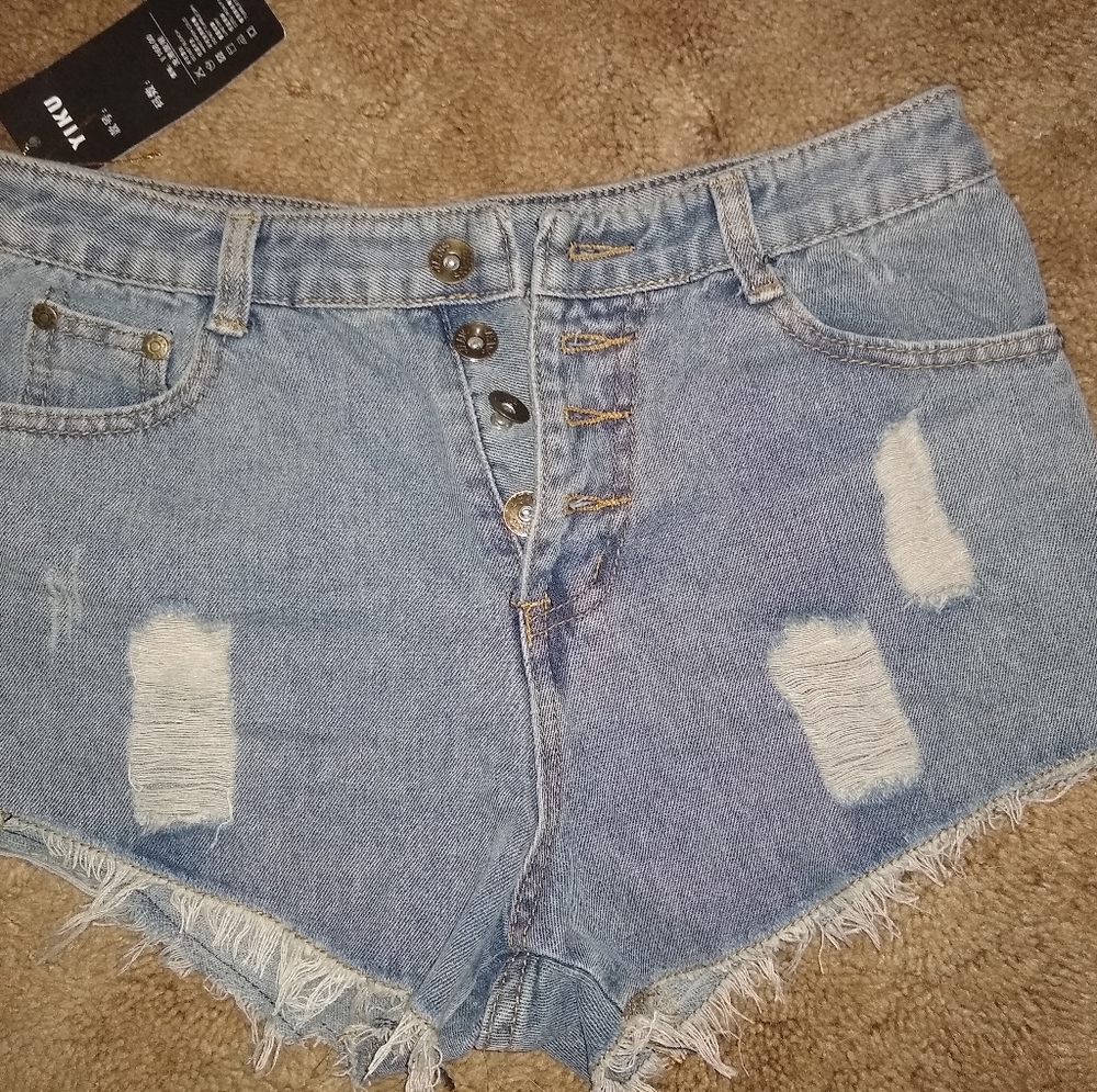 High waisted jean shorts